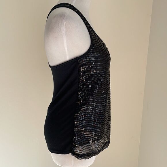Black sequins racer back tank top by Material Girl size XS - Picture 3 of 6